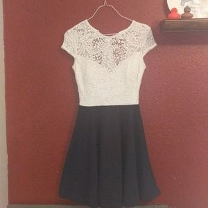 White and navy blue dress